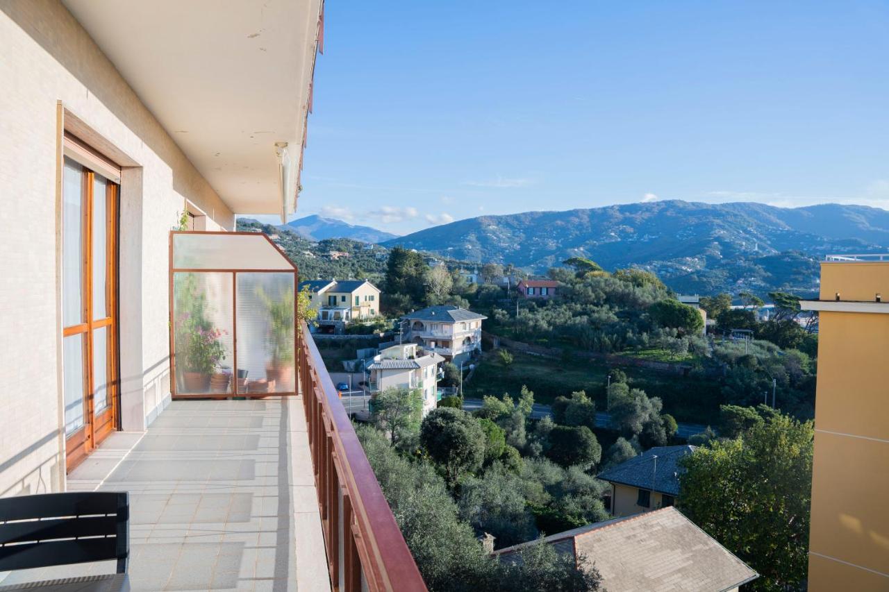 093 - Casa Panorama, Vista Mare E Vista Portofino, 500 Metri Centro Di Chiavari, Posto Auto Gratis Incluso Apartment Luaran gambar